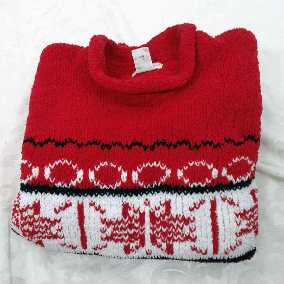 Yarnworks Snowflake Chunky Knit Sweater Size M. Red black white. Ski Novelty - Picture 1 of 11